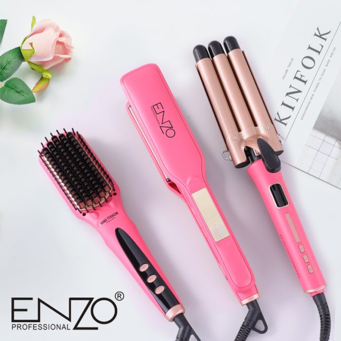 PACK Waves 3en1 styling set (Lisseur Boucleur & brosse) rose